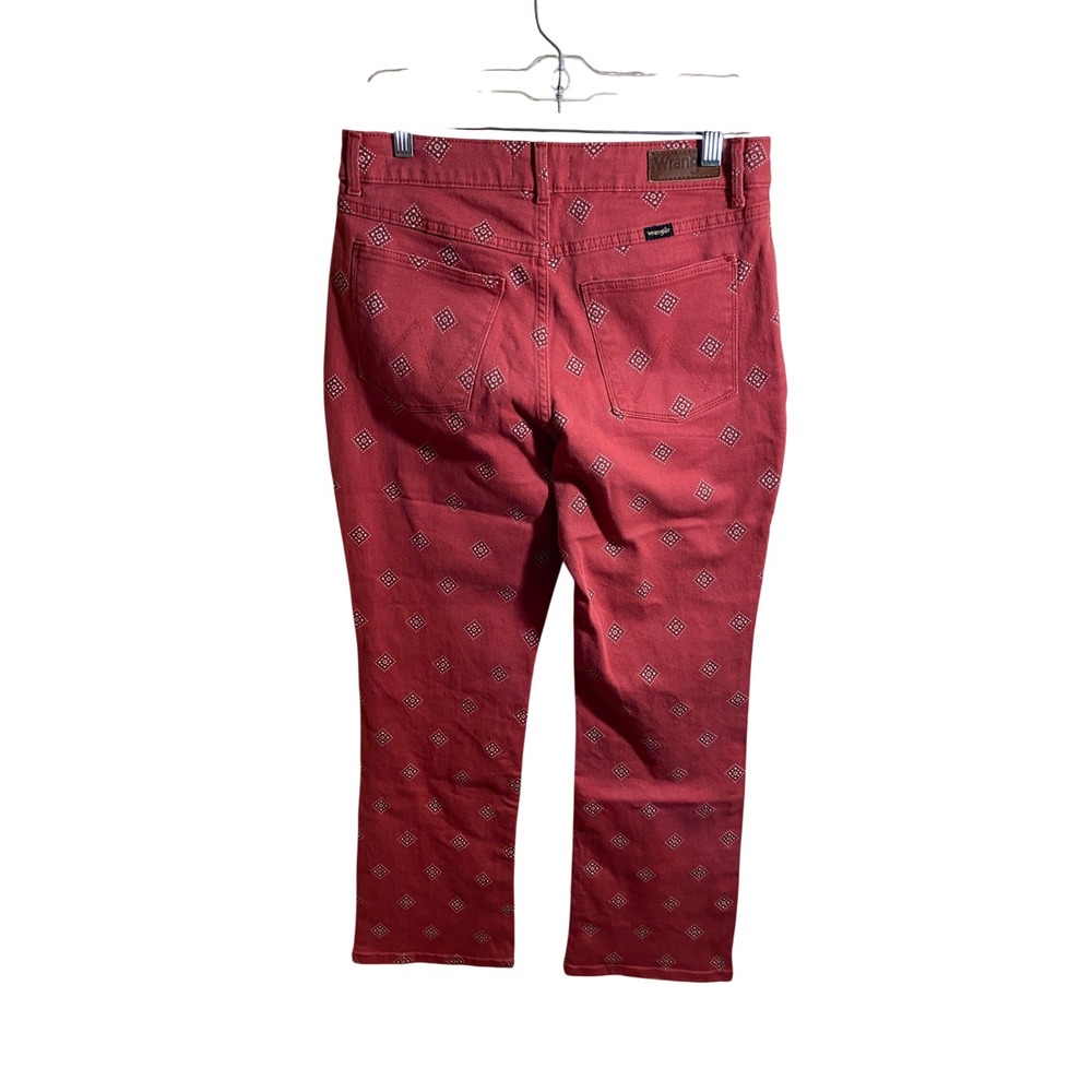 Wrangler High Rise Bold Boot Jeans Red Diamond Pattern 10/30x30 NWT - Picture 4 of 6